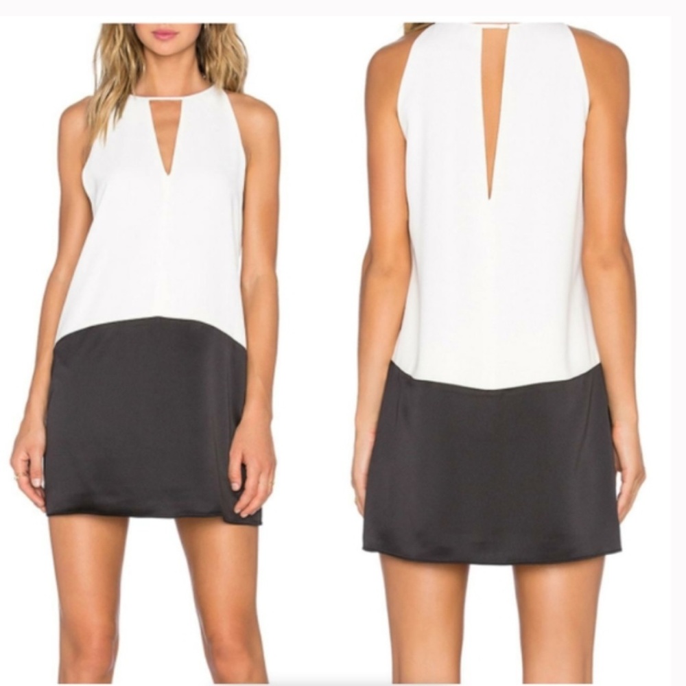 Parker Chic Black White Color-block Cocktail Sleeveless Mini Dress Size Medium